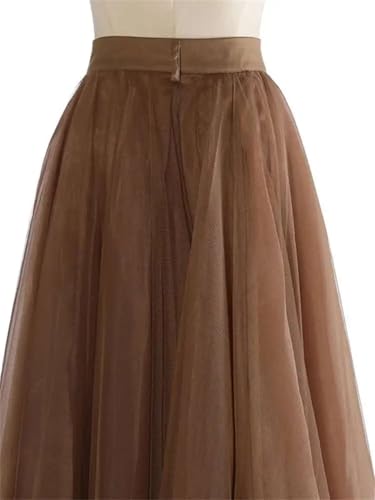 DBFBDTU Women High Waist Buckle Irregular Skirts Mesh Long A-Line Half-Body Skirt Wedding Party3