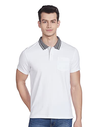 Image of Parx Men's Cotton Polyester Blend Jacquard Pattern Regular Fit Rib Collar Polo Neck Half Sleeve Casual T-Shirt