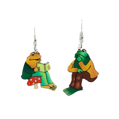 Frog Earrings For Women, Asymmetrical Think Animal Book Fun Unique Creative Animal Dangling Trendy Halloween Acrylic Gift Jewelry