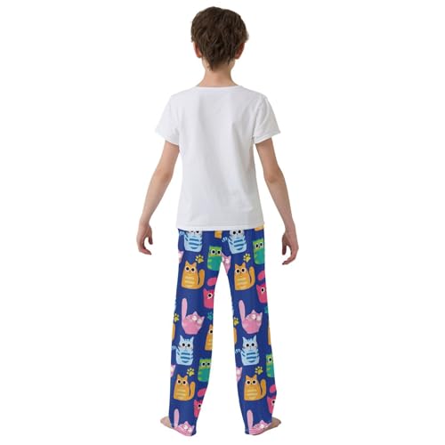 Boys' Pants Funny Cats Colorful Long Bottoms Jogger Pants Elastic Waist Trousers with Pockets S-XL3
