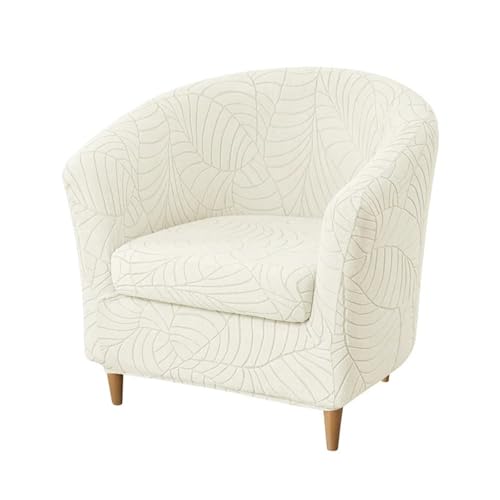 VCSZYAFX Funda for sillón de Club Color sólido, Silla bañera elástica, Funda sofá Jacquard antisuciedad, extraíble for mostrador Bar en casa Adecuado para Clubes y Bares(Beige White Cover)