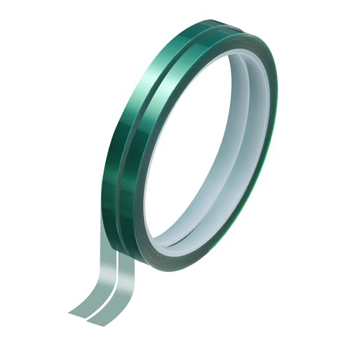 Image of HARFINGTON 2 Rolls High Temperature Masking Tape 1 /4 inch x108ft(6mmx33m) 0.05mm Thick PET Film Silicone Adhesive Heat Resistant Tapes for Heat Press Anodizing Circuit Board, Dark Green