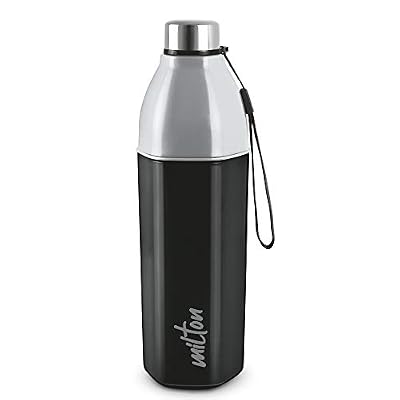 Milton Water Bottle Kool Hexone 900 PU Insulated, 720 ml Litre, Leak Proof, BPA Free, Ideal for Home, Office, Gym, Travelling, Black