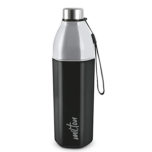 Milton Kool Hexone 900 Insulated Water Bottle, 720 ml, Black | Leak Proof | Easy Grip | BPA Free | Easy to Carry | Odourless