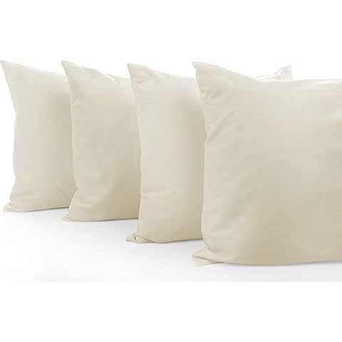 Comfort Beddings King Pillow Cases Set of 4 Ivory 100% Organic Cotton 600 Thread Count Premium Ivory Cotton Pillowcases, King Pillowcase Pillow Covers, 20 x 40 inch Cover