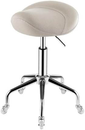 Ergonomic Saddle Stool with Wheels - Adjustable Height 55-70cm, Rolling Chair for Home Office, Salon, Shop - Comfortable Black Saddle Chair