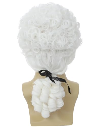 Image of Judge Colonial Wig for Men Funny Wigs Washington Halloween Costume Cosplay Crazy Mens Wig (White)