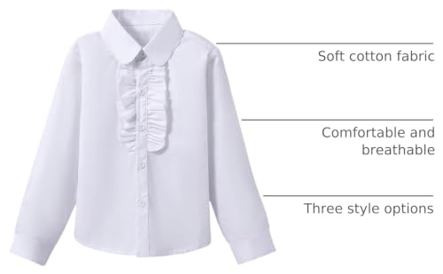Image of Girls' Long Sleeve Peter Pan Collar Shirt Girls School Uniform Shirts