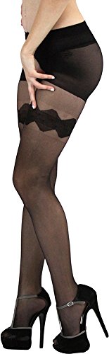 Image of ToBeInStyle Women's Faux Print Suspender Garter Sheers Pantyhose