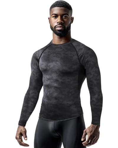 Audoc Compression Shirt Men 3 Pack Long Sleeve Base Layer Workout Mock Neck Shirts 4-Way Stretch Moisture-Wicking Tops3
