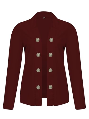 Women's Double Breasted Blazer Casual Notch Lapel Long Sleeve Slim Fit Work Office Suits Dressy Open Front Jacket3