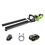 Greenworks 24V Akku-Heckenschere 66 cm mit 4.0Ah Akku & 65W USB-C Ladegerät, Bürstenloser Motor, Doppelmesser 30 mm, 180° Drehbarer Griff, Hedge Sweeper HT6602RA2