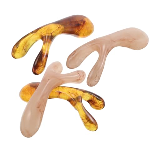 SHERCHPRY 4pcs Resin Head Massager Tool for Face Scalp Acupoint Scraper Dual Fork Design for Beauty Salon Home Use