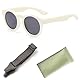 Sikweny Sonnenbrille Baby Sonnenbrille Kinder Babysonnenbrille mit Druckknopfverschluss und Aufbewahrungstasche Baby Sunglasses Verstellbar UV Schutz für Strand Bergsteigen Camping (Weiß)