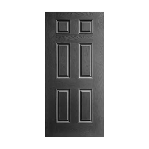 Image of Black External White Internal Bespoke GRP Composite Front Door Replacement, Weatherproof, 914x2013x44mm Colonial 6 Panel Door Slab, Customization Options Available