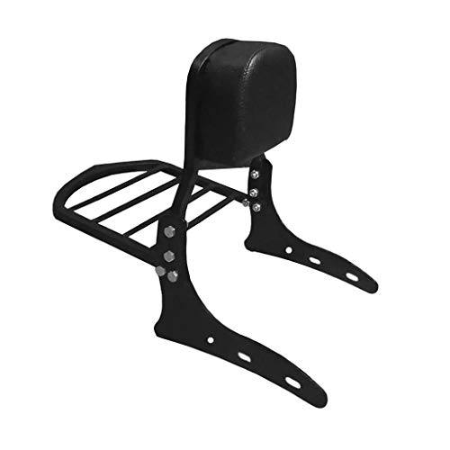 Image of Bike Harley Style Carrier Back Rest Black Cushion Support Pillion Carrier Backrest Black Bar for RE Classic 350