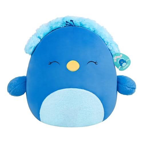 Squishmallows Priscilla paon bleu doudou original 40cm grand coussin peluche