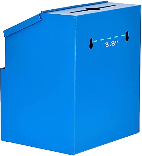 Image of Adir Wall Mountable Steel Suggestion Box with Lock - Donation Box - Collection Box - Ballot Box - Key Drop Box (Blue) with 25 Suggestion Cards