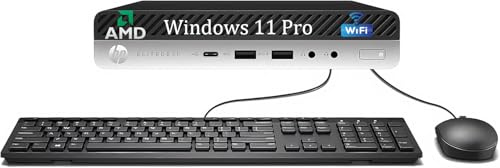 HP EliteDesk 705 G5 Mini Computadora de Sobremesa, AMD Ryzen 3 Pro 3200G, 16 GB de RAM, SSD de 256 GB, teclado americano (QWERTY), WiFi, Bluetooth, Windows 11 Pro (Reacondicionado)