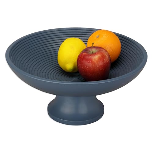 Folkulture Wooden Fruit Bowl | (12") Decorative Bowl for Kitchen Counter or Centerpiece Table Decor | Large Bowl, Pedestal Bowls for Farmhouse décor | Wood Fruit Bowls for Kitchen