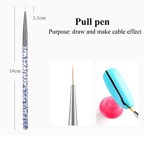 3er-Pack Nail Art Pinsel Blau Nail Art Detailpinsel, Professioneller Malpinsel Detailpinsel-Set, Nail Art Tools für DIY… – Bild 5