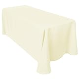 LinenTablecloth 90 x 156-Inch Rectangular Polyester Tablecloth Ivory
