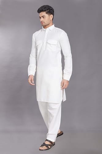 Image of DIVISIVE Men's Cotton Blend Pathani Kurta Pyjama Set