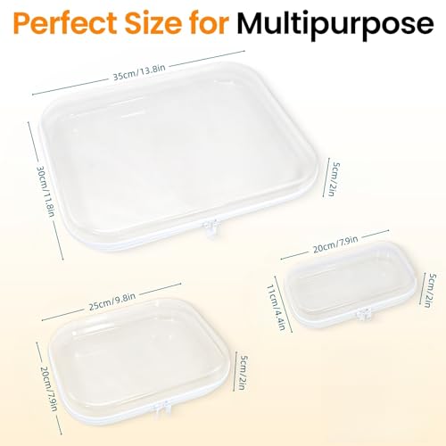 Image of 3PCS Thickened Clear Hard Shell Zipper Case, Professional Grade Plastic Transparent Storage Box, Toiletry Pouch, Travel Organizer, Cosmetic Bag (S /M /L)