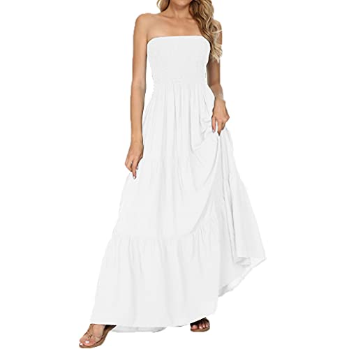 Women's Summer Strapless Tube Top Maxi Dresses Off Shoulder Boho Beach Long Dress3