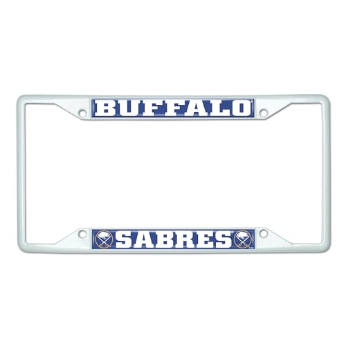 FANMATS 43946 NHL - Buffalo Sabres License Plate Frame - White – Easy Installation on Truck, SUV, Car - Ideal Gift for Die Hard NHL Fan