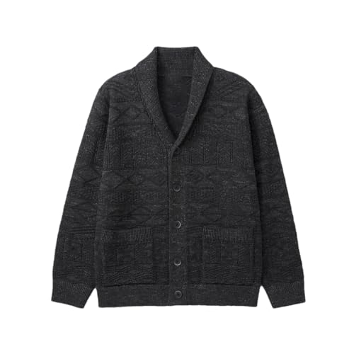 Men Shawl Collar Cardigan Texture Sweater Vintage Knitwear