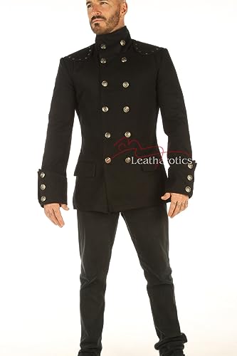 Handmade Cotton Gothic Military Jacket-Pirate Coat Steampunk Mens Clothes-Gothic Jacket Men MSP2