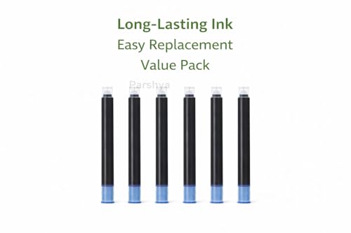Image of KiddieWorld Click Fountain Pen Set for Students | 2 Pens + 6 Ink Refills | Smooth Writing, Quick Dry Ink, Soft Grip | Premium Gift Box | School, Office, Journaling Pen Kit