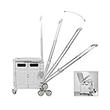 PUCHIKA Einkaufstrolley Treppensteiger klappbar, Einkaufswagen Trolley, Einkaufstrolley mit Deckel, Shopping Trolley faltbar, Einkaufstrolleys flachziehenbar , Teleskop Griff, 8 Gummiräder, 48L, weiß