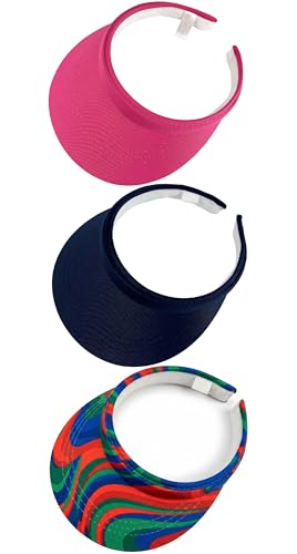 Image of 3 Pack Sports Sun Visor Hat Women Men Adjustable Clip On Visors Outdoor Golf Beach Cap
