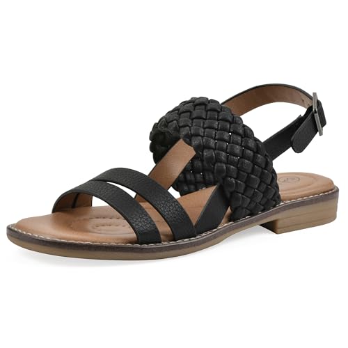 Sandales d'été femme White Mountain Macaroni 37 EU en similicuir noir souple
