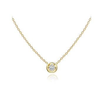 Design: Minimalist cubic zirconia solitaire necklace for women, the dainty necklace is great for everyday wear, you can wear it alone as a simple cute necklace or layering and match it with other modern necklaces or chokers. Material: The cubic zirco...