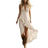 Vestidos De Verano Casuales De Manga Corta para Mujer con Cuello En V Y Volantes En El Bajo Elegantes Fiesta Vestido Largo Verano Boho Sin Mangas Ropa Elegante Sexy Dresses S-3XL