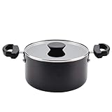 Farberware Neat Nest Aluminum Nonstick Covered Stackable Pots (3.5- Quart, Black)