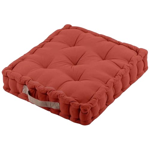 TIENDA EURASIA – Cojines Sillas Terraza | Material Algodón Acolchado | con Asa Resistente | Medidas 45x45x10 cm | Forma Cuadrado | para Asiento en el Suelo, Sillas o Palets (Terracota)