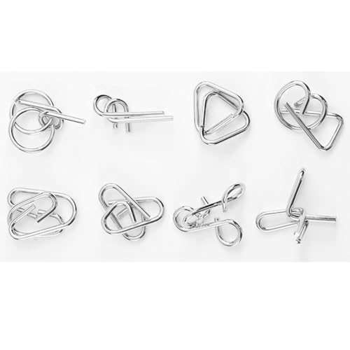 Image of Brain Teasers Metal Wire Puzzle Toys for Kids & Adults | IQ Puzzle Disentanglement Interlock Toys | Party Favors, Prizes & Gifts | Durable Mental Challenge Puzzle Game Set (8 in 1)