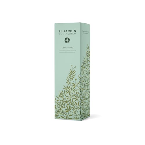 El Jardín de Hammam - Aceite Hidro-nutritivo corporal - Menta Vital - Efecto tonificante, anti-oxidante y humectante en la piel - Menta, hierbabuena, albahaca, bergamota, pino silvestre - 250 ml