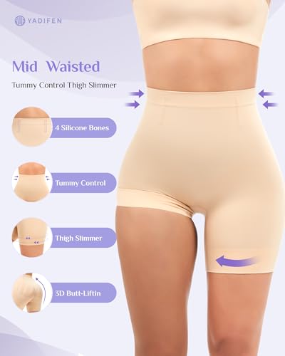 YADIFEN Shapewear for Women Tummy Control, Mid Waist Body Shaper Shorts Butt Lifting Seamless Shapewear Under Dresses3