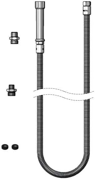 T&S Brass B-0072-HP Hose, Flexible, Stainless Steel, Includes 172A and 053A Adapters, 72"
