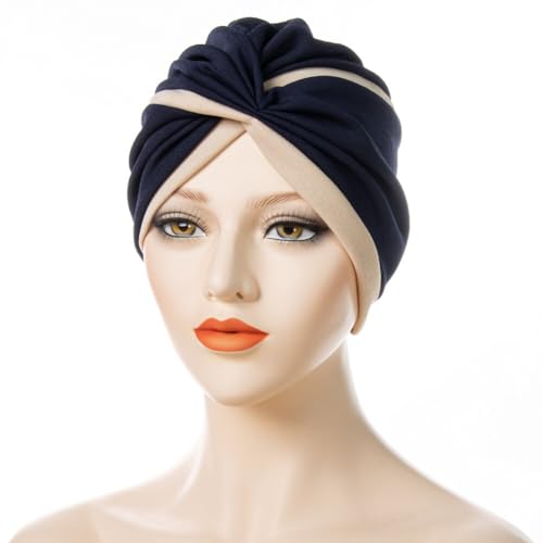 Eforcase Gorros de turbante feminino hijab boné plissado turbante chapéus turbante muçulmano touca t