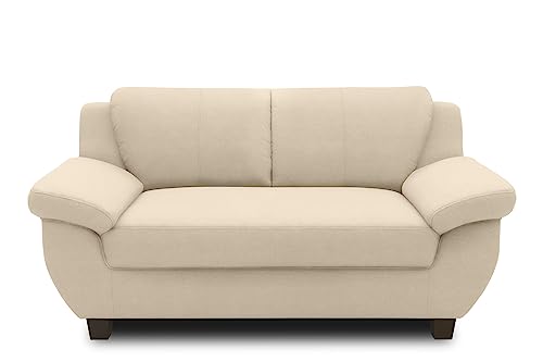DOMO. collection Panama, sofá de 2 plazas y 2 sofás, Metal Tela Madera de ingeniería poliéster, Beige, 159 cm