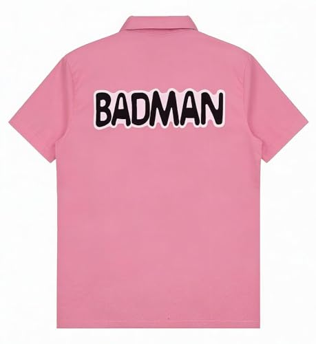 Adult Men Women Anime Inspired Graphic Cosplay Party Collar Shirt (XXL) Pink