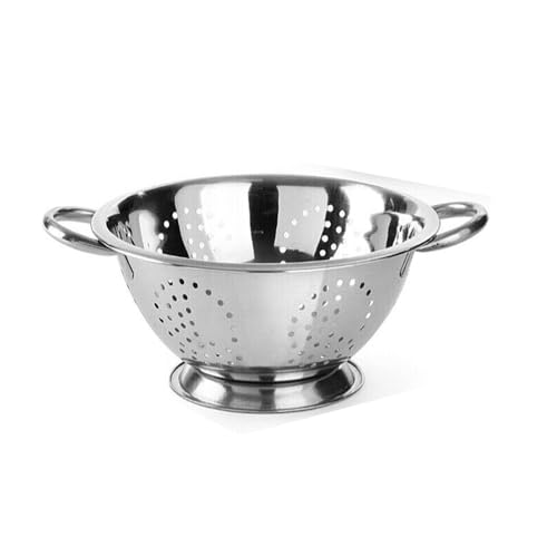 Image of MAXPERKX 18/20/24/28cm Stainless Steel Deep Colander Strainer with Large Holes for Pasta Vegetables Fruits Rice Beans Noodles Handle Kitchen Healthy Gluten-Free Organic Gourmet Veggie Pasta (20CM)