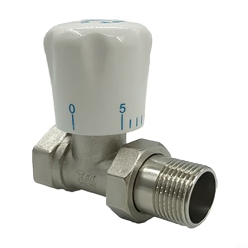 Válvula termostática de radiador de ángulo de 15 mm x 34 con protección de temperatura y control de 5 niveles para un funcionamiento equilibrado del radiador (A)