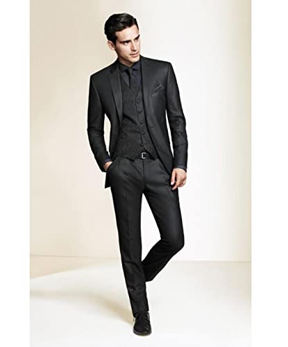 Men Black Paisley Vest Notch Lapel Prom Party Tuxedo Groomsman Wedding 3-Pieces Suit Slim Fit Jacket Pants Vest2